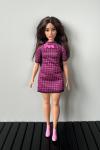 Mattel - Barbie - Fashionistas #188 - Pink & Black Checkered Dress - Curvy
